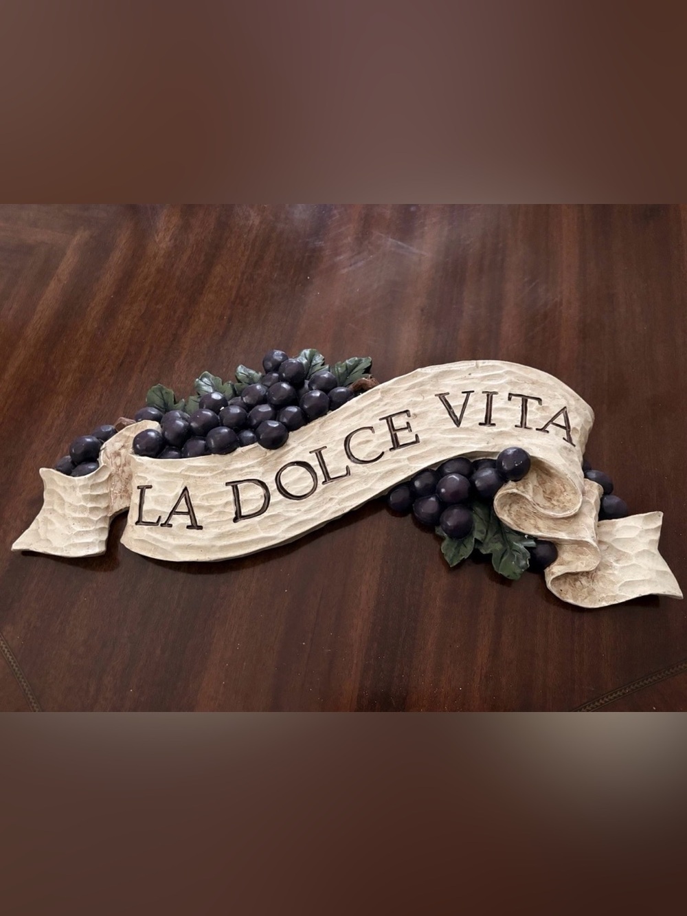 La Dolce Vita Wall Sign - Cream Banner with Purple Grape Accents